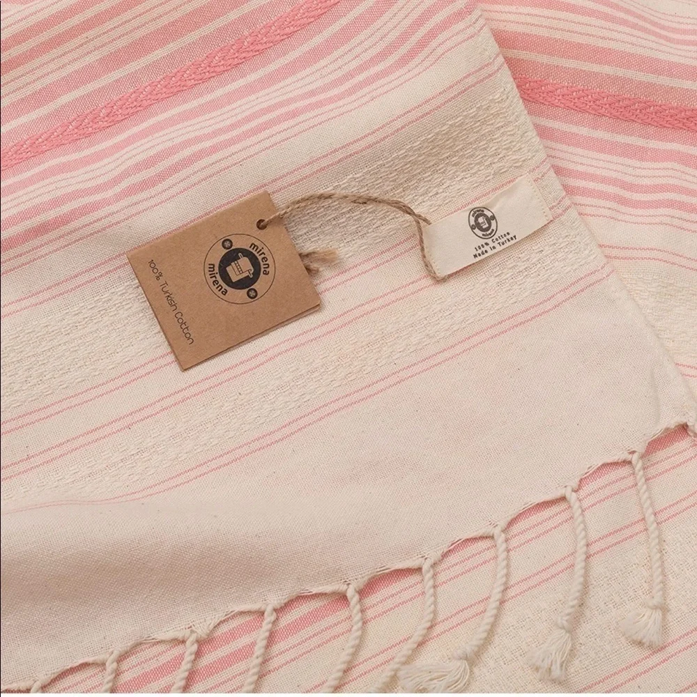 Brand New Turkish Beach Towel 100% Cotton Prewashed Lightweight Travel Pink